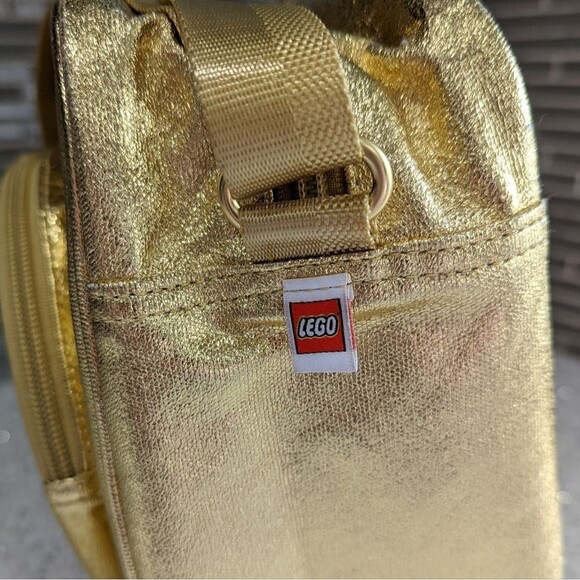 LEGO Gold Shiny Metallic Crossbody Bag Purse Tote 10 X 10 X 4 - Picture 4 of 16